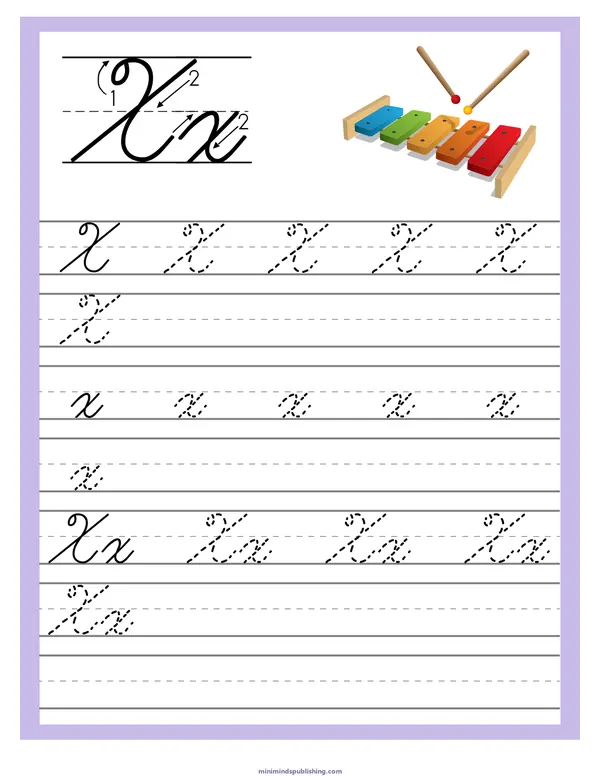 Cursive Alphabet Trace & Write 24 — free printable cursive alphabet trace & write activity sheet for ages 5-7