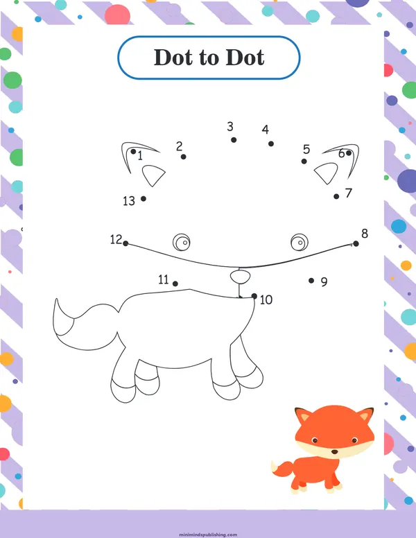 Dot to Dot 13 — free printable dot to dot activity sheet for ages 3-6