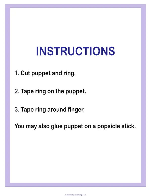 Finger Puppets 1 — free printable finger puppets activity sheet for ages 3-7