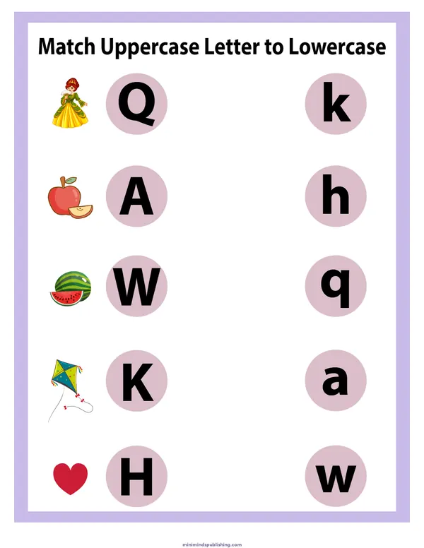 Match Letters 1 — free printable match letters activity sheet for ages 5-7