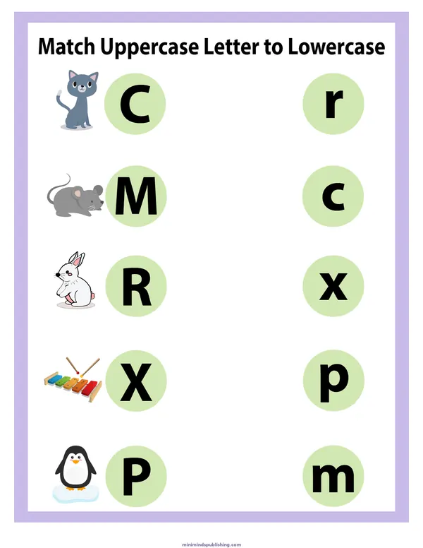 Match Letters 3 — free printable match letters activity sheet for ages 5-7