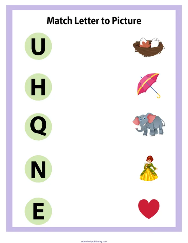 Match Letters 11 — free printable match letters activity sheet for ages 5-7