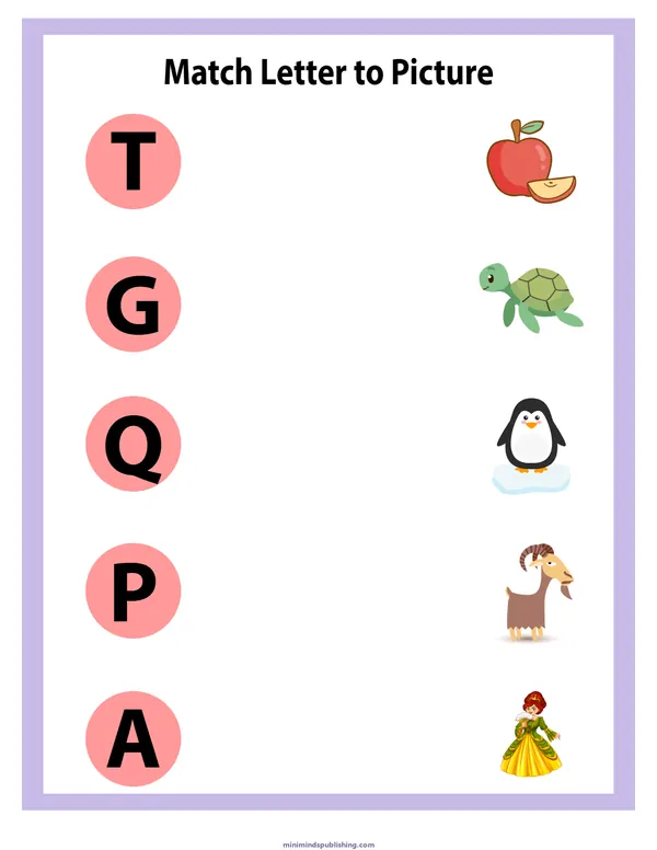 Match Letters 14 — free printable match letters activity sheet for ages 5-7