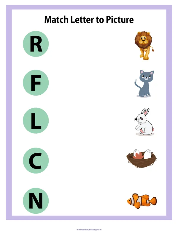 Match Letters 15 — free printable match letters activity sheet for ages 5-7
