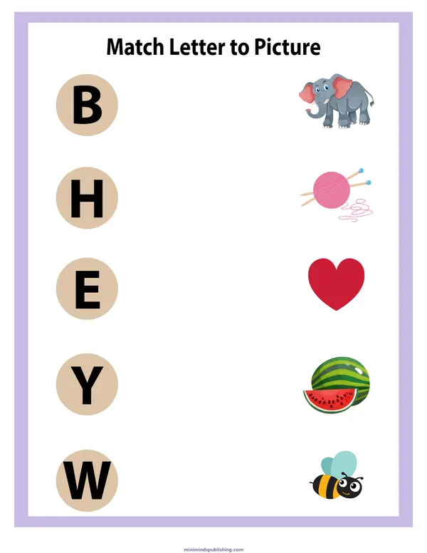 Match Letters 16 — free printable match letters activity sheet for ages 5-7