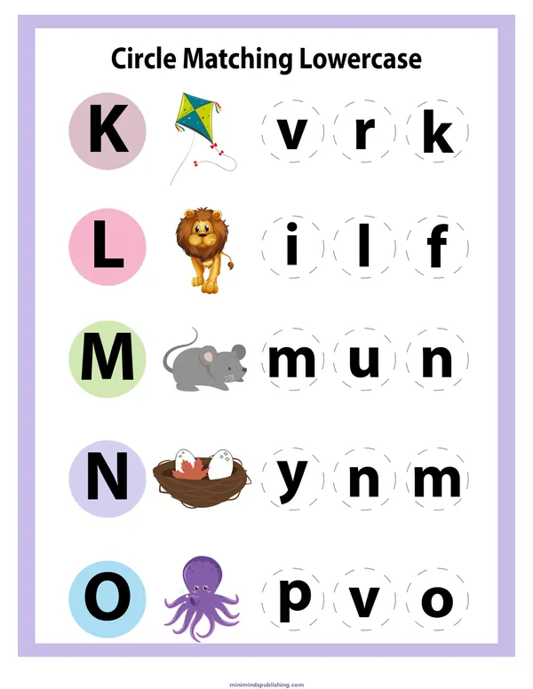 Match Letters 19 — free printable match letters activity sheet for ages 5-7