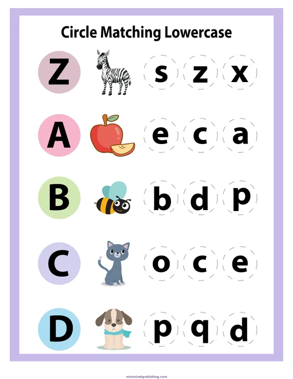Match Letters 22 — free printable match letters activity sheet for ages 5-7