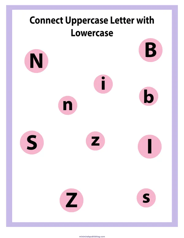 Match Letters 24 — free printable match letters activity sheet for ages 5-7