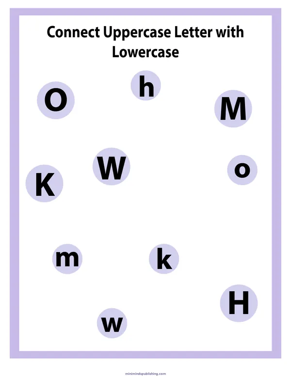 Match Letters 26 — free printable match letters activity sheet for ages 5-7