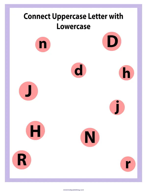 Match Letters 28 — free printable match letters activity sheet for ages 5-7