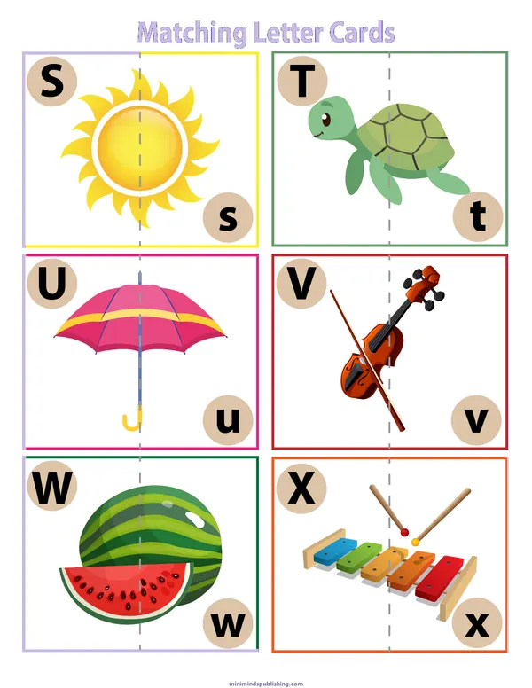 Match Letters 34 — free printable match letters activity sheet for ages 5-7