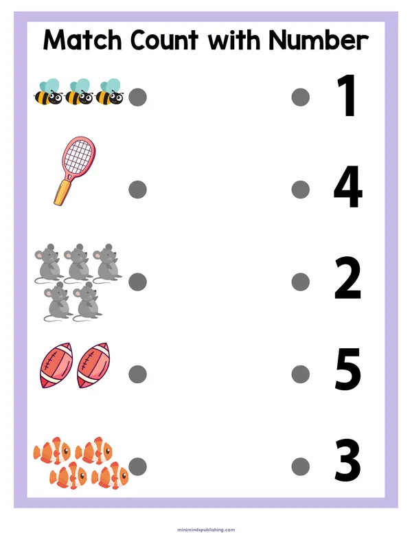 Matching Worksheets 14 — free printable matching worksheets activity sheet for ages 5-6