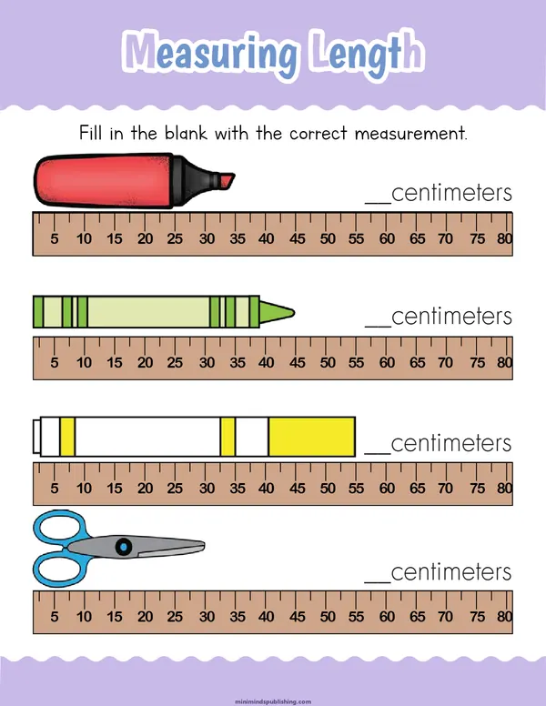 Measuring Things 3 — free printable measuring things activity sheet for ages 4-7