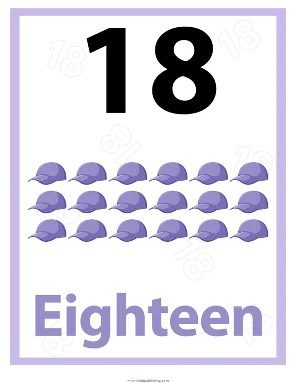 Number Identification 19 — free printable number identification activity sheet for ages 3-6