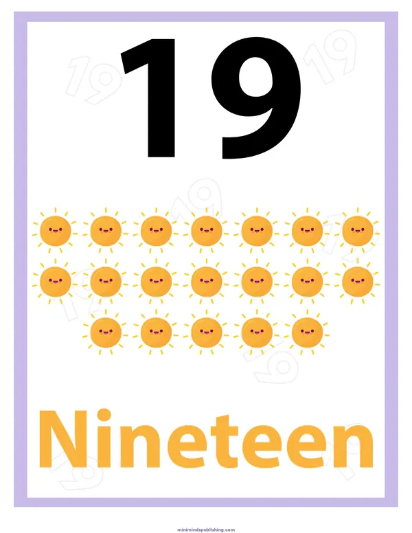 Number Identification 20 — free printable number identification activity sheet for ages 3-6