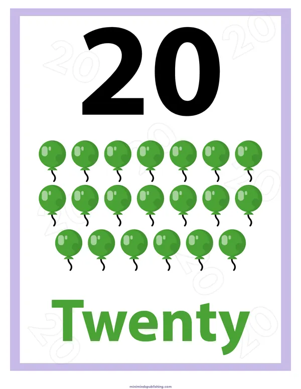Number Identification 21 — free printable number identification activity sheet for ages 3-6