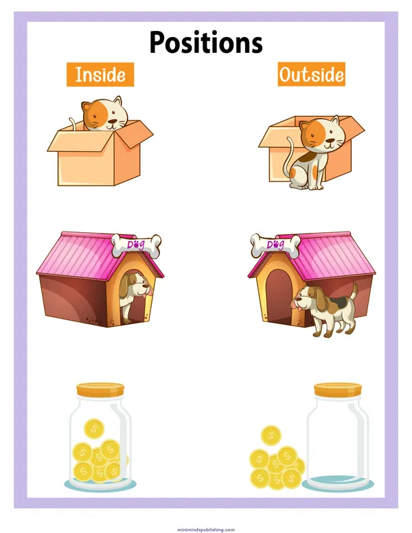Positions 2 — free printable positions activity sheet for ages 3-6