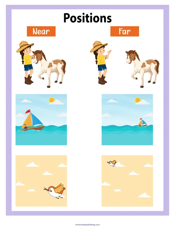 Positions 14 — free printable positions activity sheet for ages 3-6