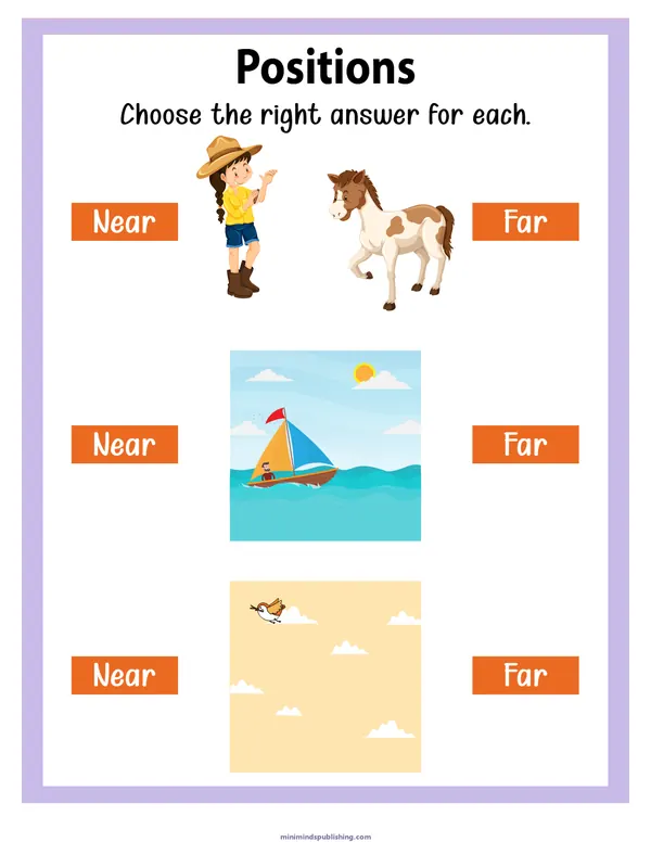 Positions 15 — free printable positions activity sheet for ages 3-6