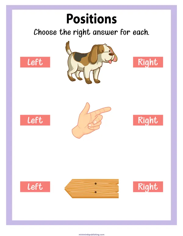 Positions 18 — free printable positions activity sheet for ages 3-6
