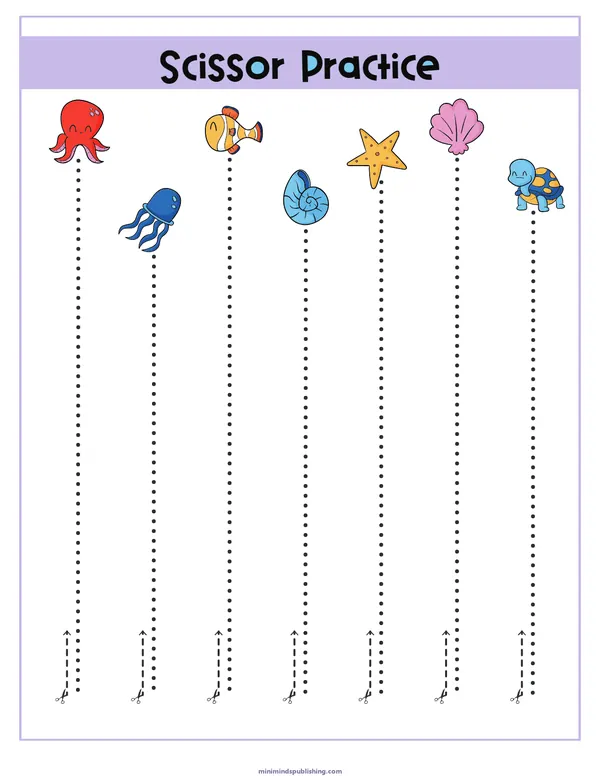 Scissor Activities 1 — free printable scissor activities activity sheet for ages 3-6