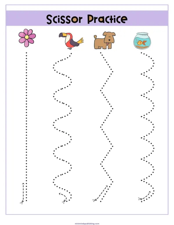 Scissor Activities 2 — free printable scissor activities activity sheet for ages 3-6