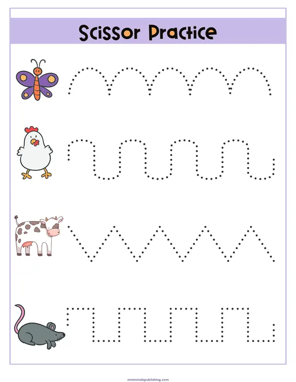 Scissor Activities 5 — free printable scissor activities activity sheet for ages 3-6