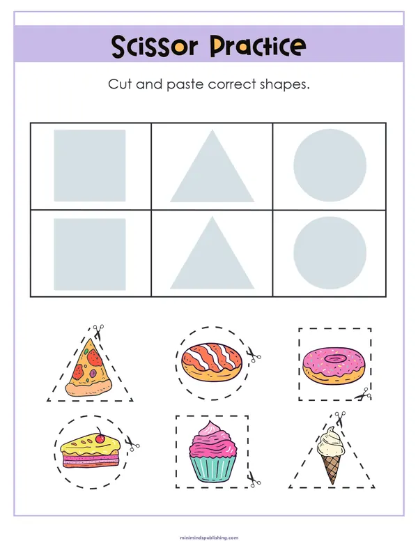 Scissor Activities 10 — free printable scissor activities activity sheet for ages 3-6