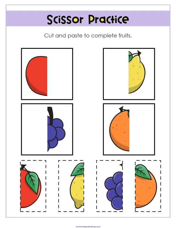 Scissor Activities 26 — free printable scissor activities activity sheet for ages 3-6
