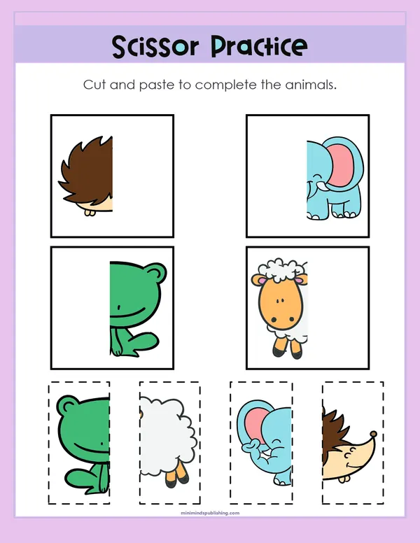 Scissor Activities 34 — free printable scissor activities activity sheet for ages 3-6