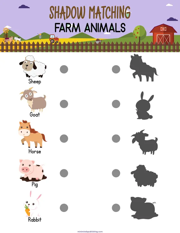 Shadow Matching 7 — free printable shadow matching activity sheet for ages 3-6