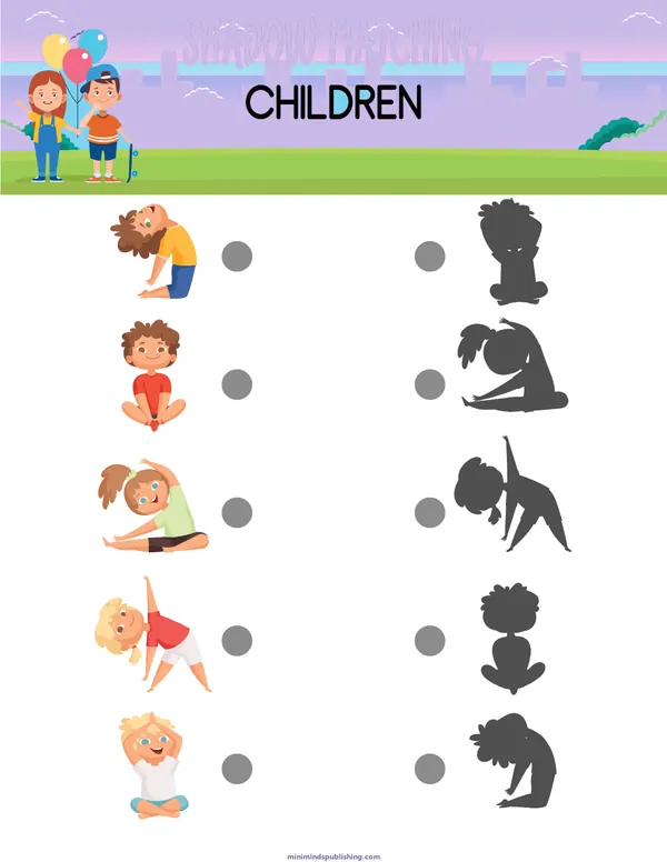 Shadow Matching 20 — free printable shadow matching activity sheet for ages 3-6