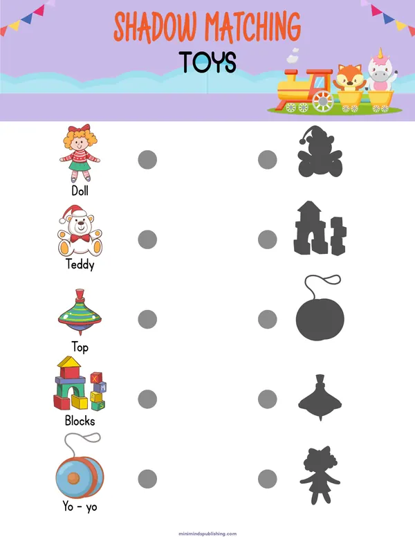 Shadow Matching 22 — free printable shadow matching activity sheet for ages 3-6