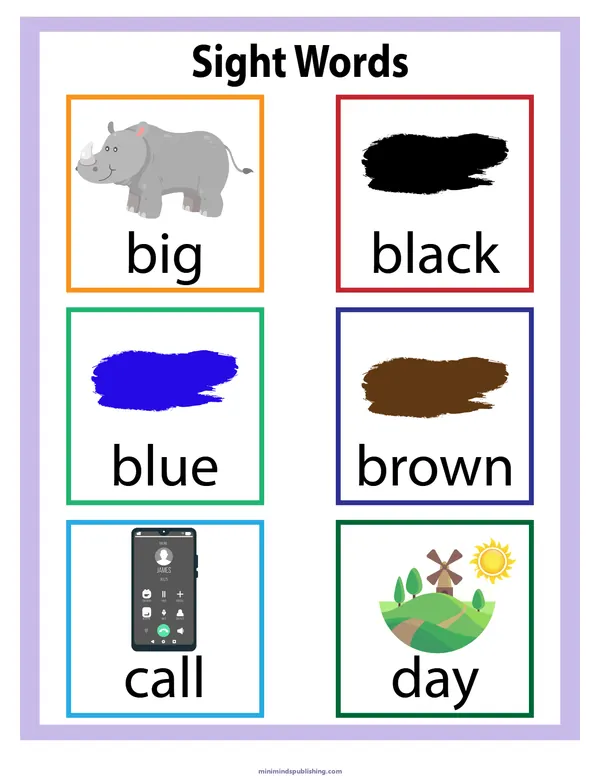 Sight Words 2 — free printable sight words activity sheet for ages 5-7