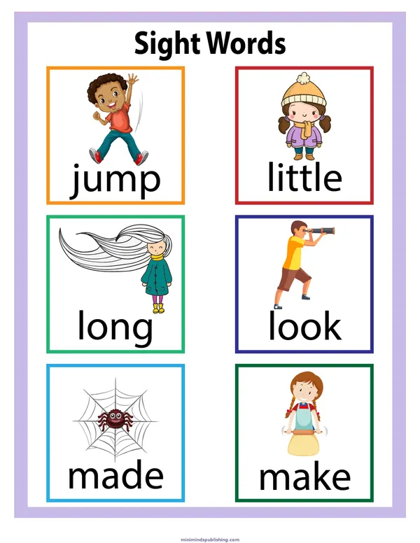 Sight Words 4 — free printable sight words activity sheet for ages 5-7