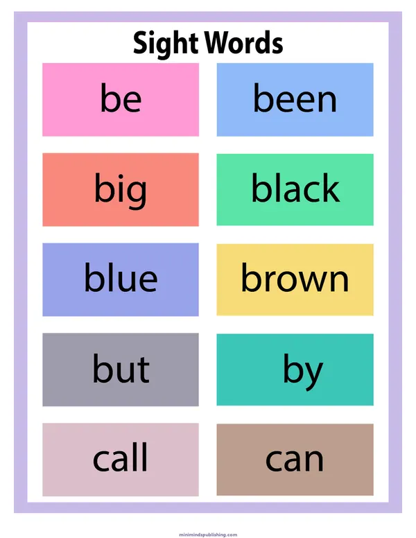 Sight Words 11 — free printable sight words activity sheet for ages 5-7