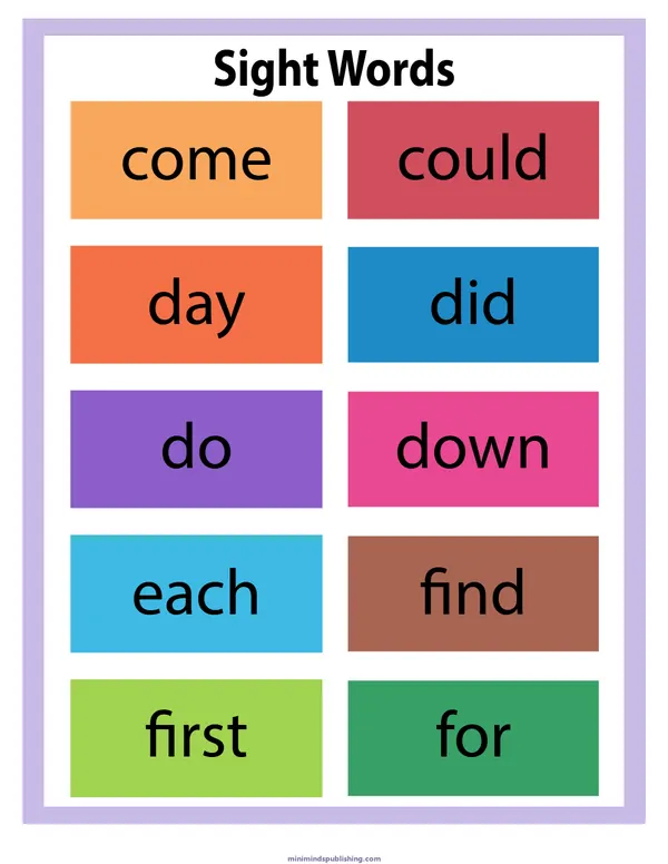Sight Words 12 — free printable sight words activity sheet for ages 5-7