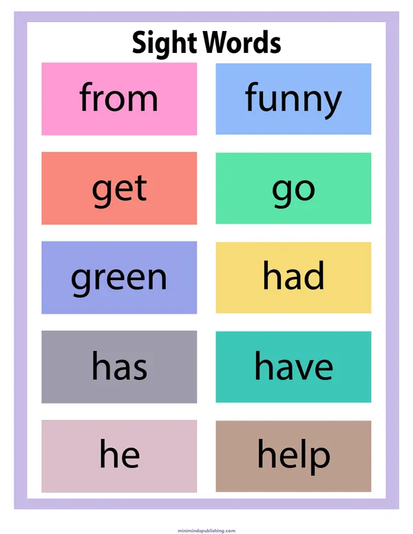 Sight Words 13 — free printable sight words activity sheet for ages 5-7