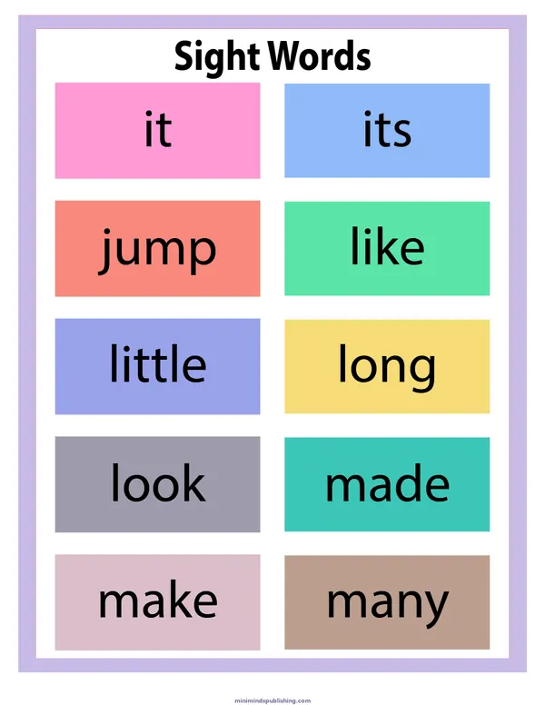 Sight Words 15 — free printable sight words activity sheet for ages 5-7