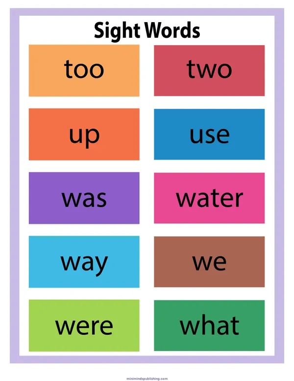 Sight Words 20 — free printable sight words activity sheet for ages 5-7