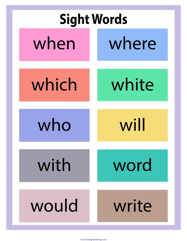 Sight Words 21 — free printable sight words activity sheet for ages 5-7