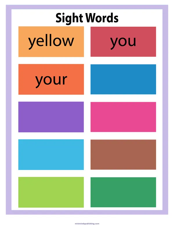 Sight Words 22 — free printable sight words activity sheet for ages 5-7