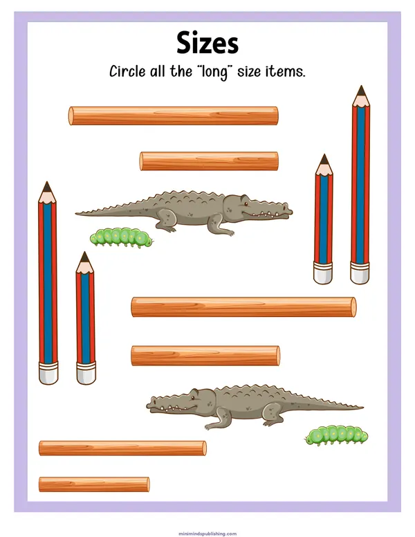 Sizes 4 — free printable sizes activity sheet for ages 3-6