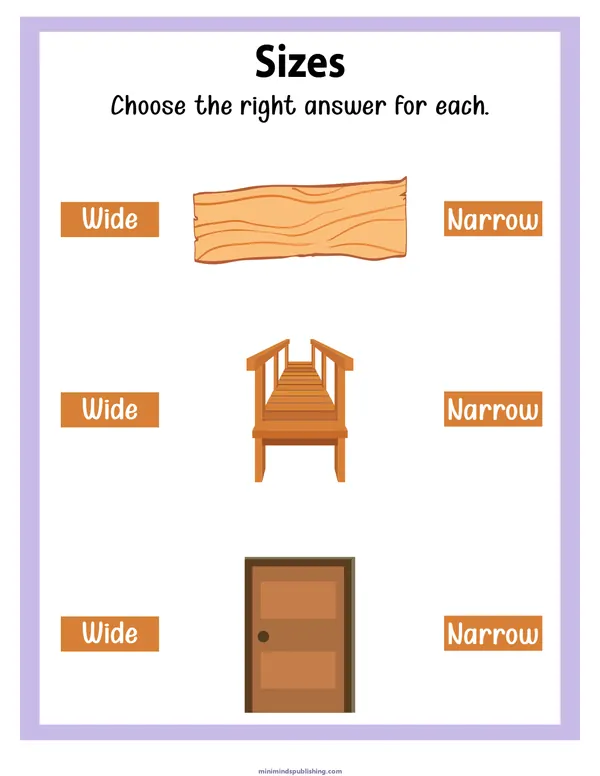 Sizes 6 — free printable sizes activity sheet for ages 3-6