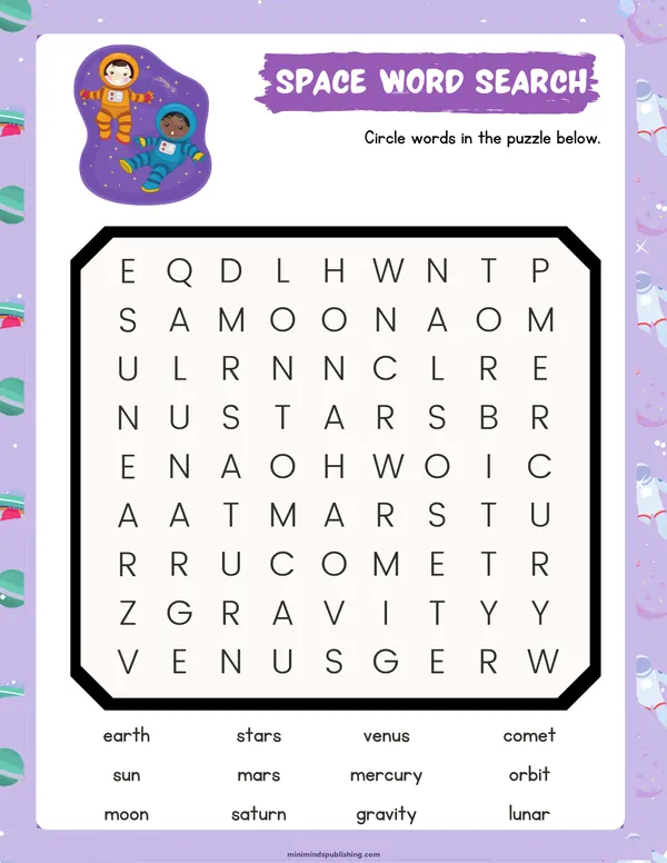 Space Activities 13 — free printable space activities activity sheet for ages 4-7