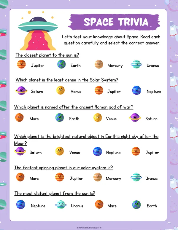 Space Activities 15 — free printable space activities activity sheet for ages 4-7