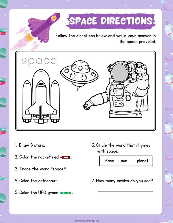 Space Activities 17 — free printable space activities activity sheet for ages 4-7