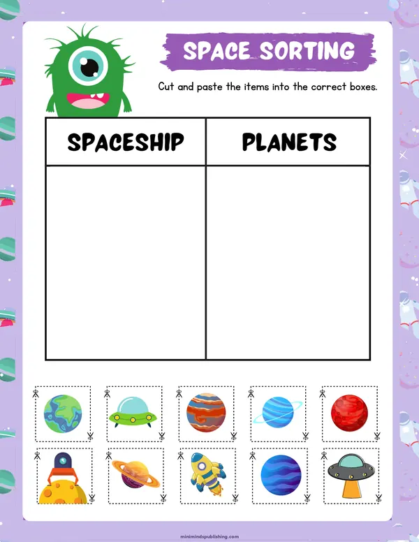 Space Activities 20 — free printable space activities activity sheet for ages 4-7