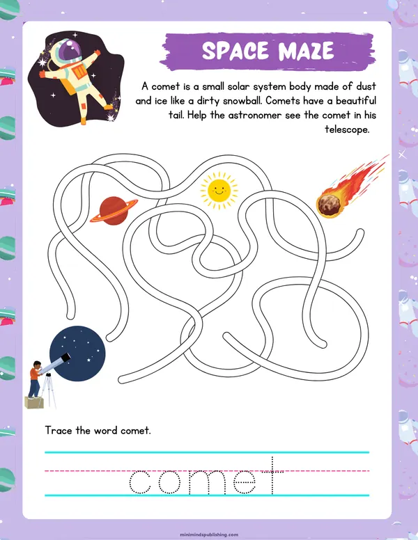 Space Activities 21 — free printable space activities activity sheet for ages 4-7