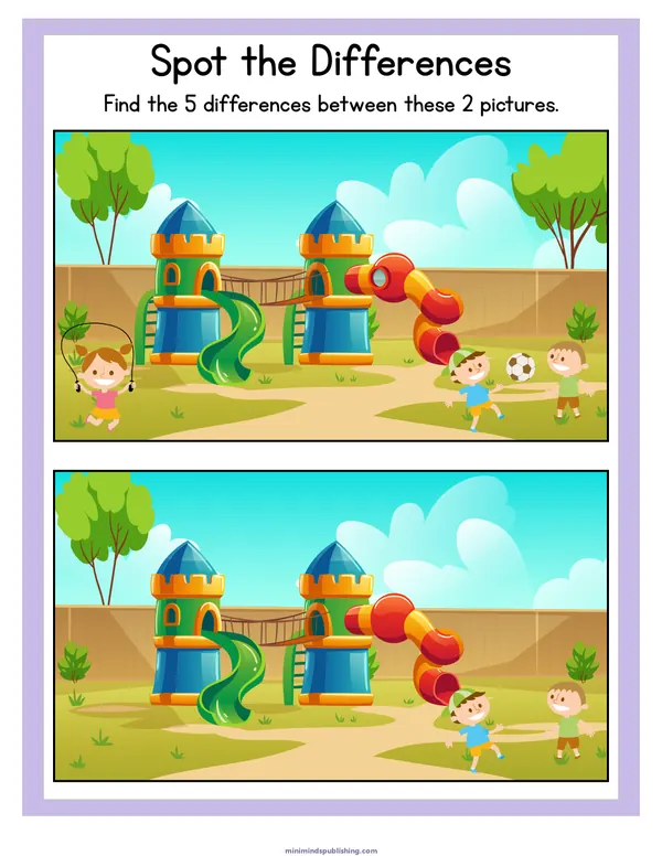 Spot the Differences 1 — free printable spot the differences activity sheet for ages 3-6